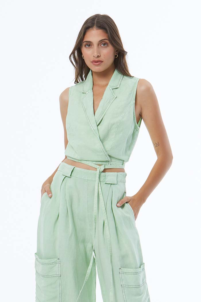 Bar Harbor Wrap Top // Green Fig Pigment ~ NO RETURNS