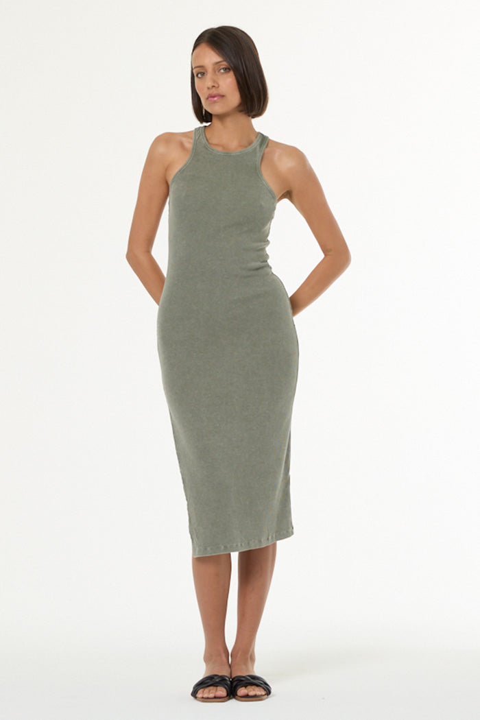 Iggy Rib Midi Dress // Seagrass Mineral Wash