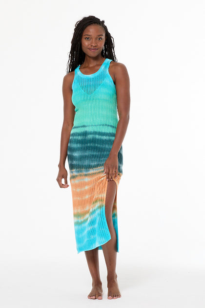 Malea Crochet Tank Dress // Jelly Mint Watercolor Wash – Young