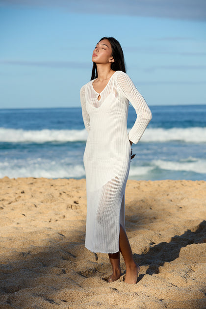 Women's Sonora Crochet Dress in Bone by YFB