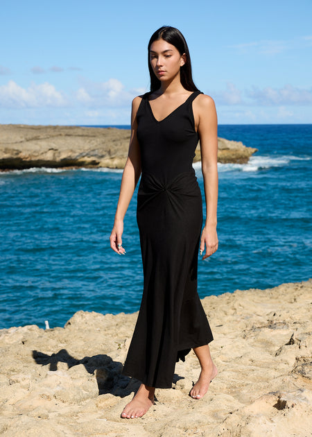 Women's Amina Maxi Dress in Black Pigment by Yfb