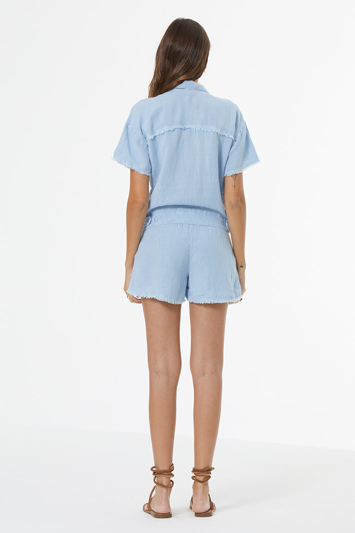Felix Raw Edge Romper // Cornflower Pigment