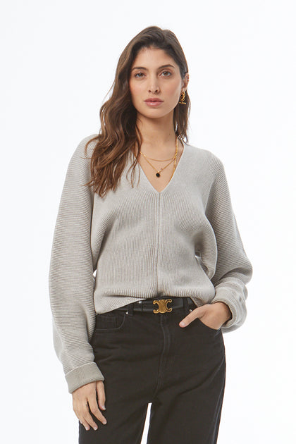 Stephen V-Neck Sweater // Harbor Grey Mineral Wash – Young