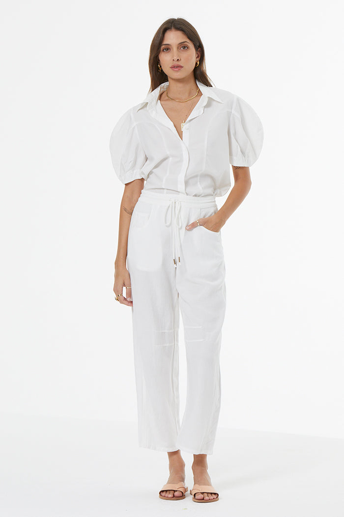Barret Linen Barrel Pant // Bone