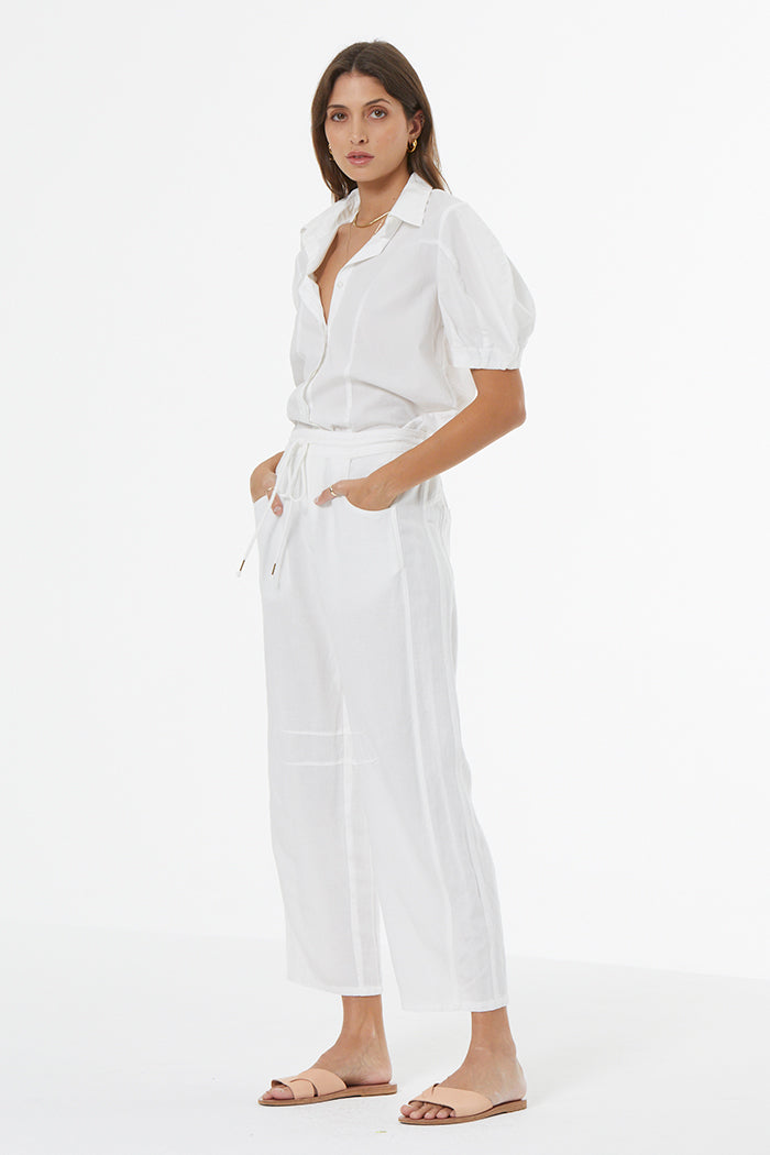 Barret Linen Barrel Pant // Bone