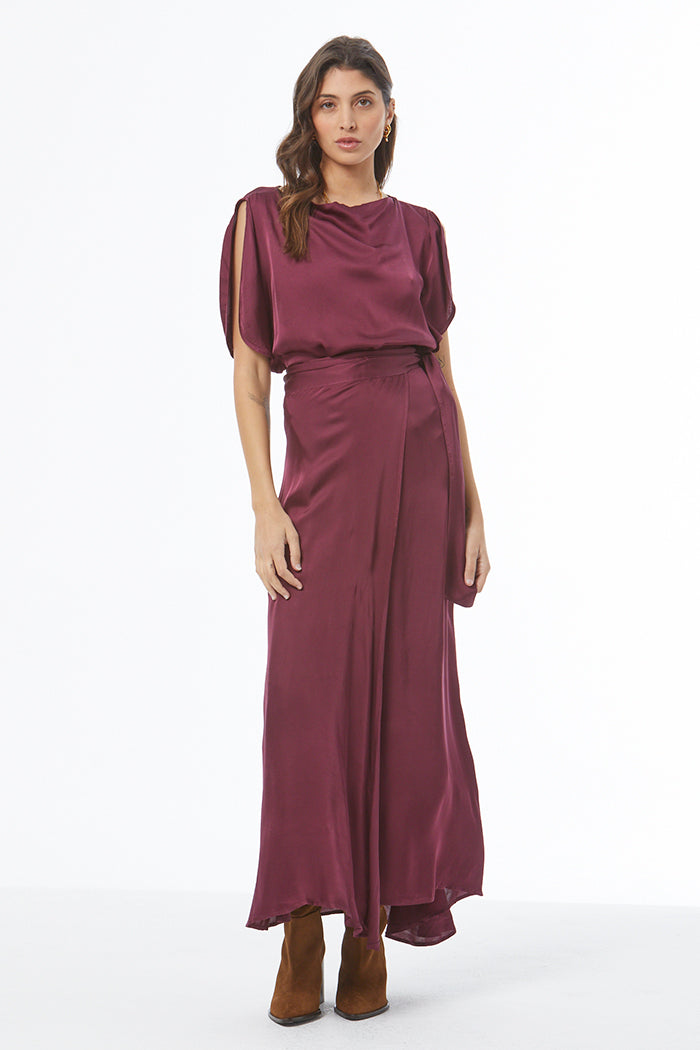 Arla Maxi Wrap Skirt // Cherry Lacquer