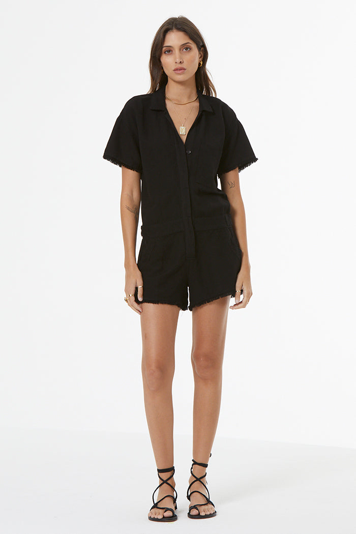 Felix Raw Edge Romper // Black Pigment