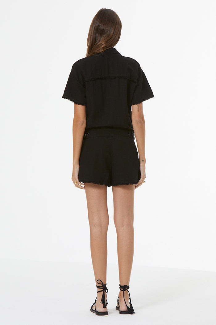 Felix Raw Edge Romper // Black Pigment