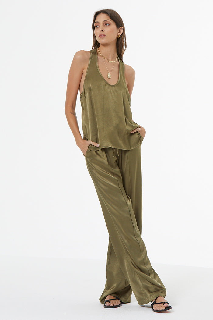 Sage Tank in Heavy Satin // Sea Cucumber
