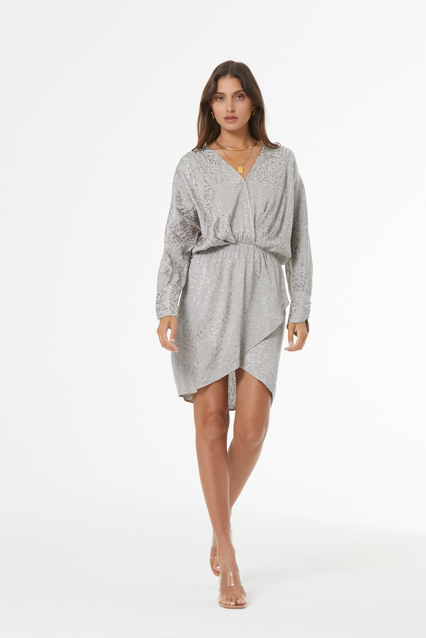 Charlie Cheetah Jacquard Dress // Silver ~ SAMPLE NO RETURNS