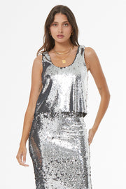 Octavia Top // Silver 2-Tone Sequin