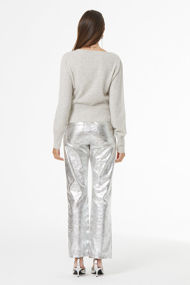 Clancy Pant // Distressed Silver Pleather