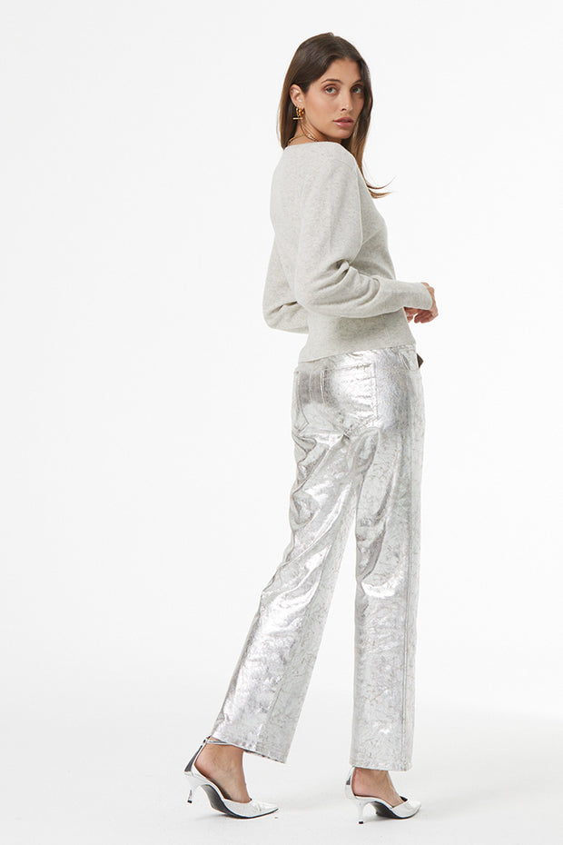 Clancy Pant // Distressed Silver Pleather