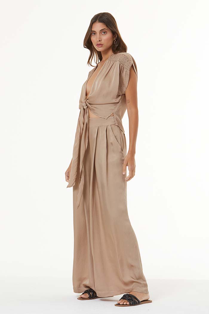 Lennox Pant in Hammered Satin // Shiitake