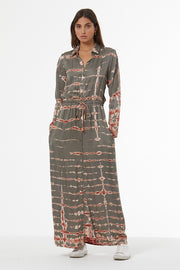 Lennon Shirt Dress w/ Beads // Deep Rust Ladder Wash