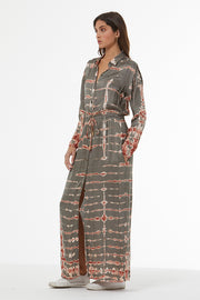 Lennon Shirt Dress w/ Beads // Deep Rust Ladder Wash