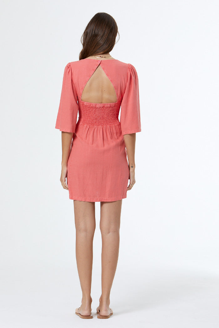Fiora Mini Dress // Coral Crush Pigment