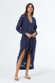 Oceanside Shirt 3 in 1 Dress with Embroidery // Vintage Indigo Pigment