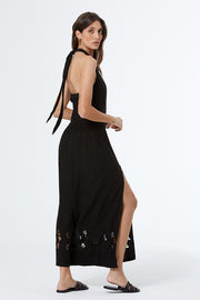 Christina Halter Dress with Embroidery // Black Pigment