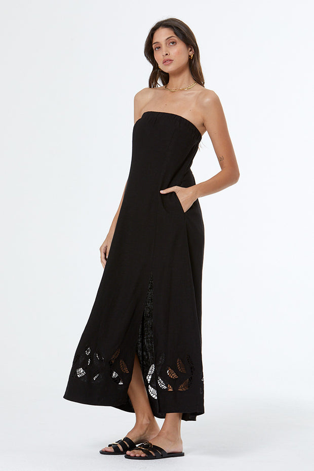 Goldcoast Dress with Embroidery // Black Pigment