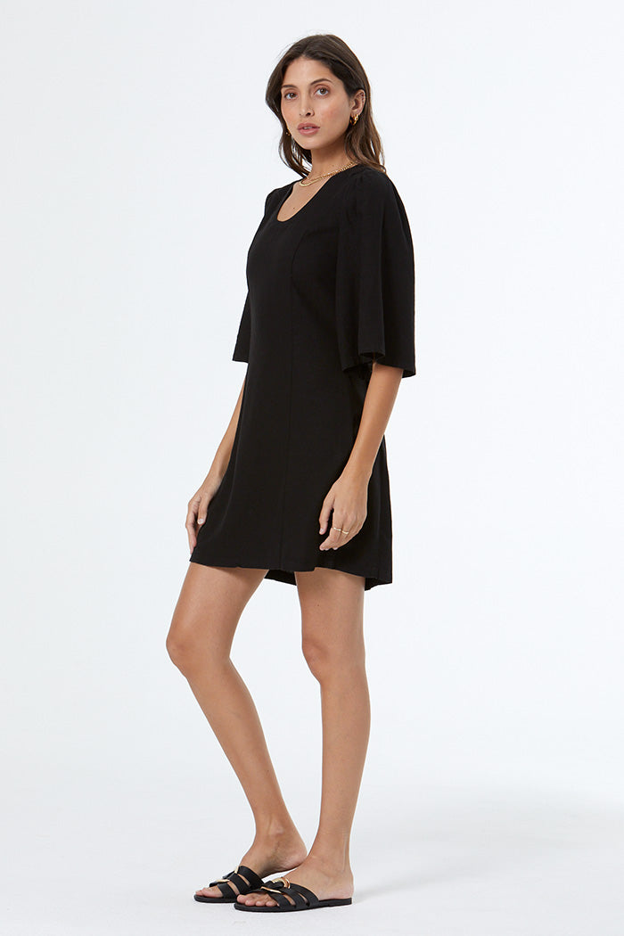 Fiora Mini Dress with Embroidery // Black Pigment