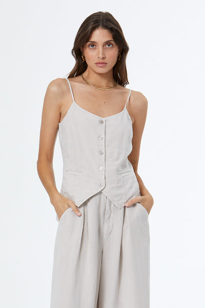 Tate Linen Vest // Ash Pigment
