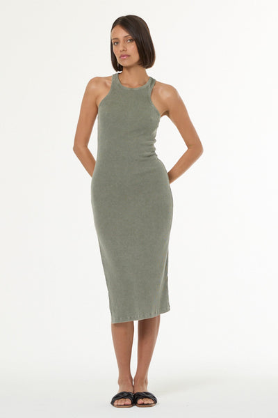 Iggy Rib Midi Dress // Seagrass Mineral Wash