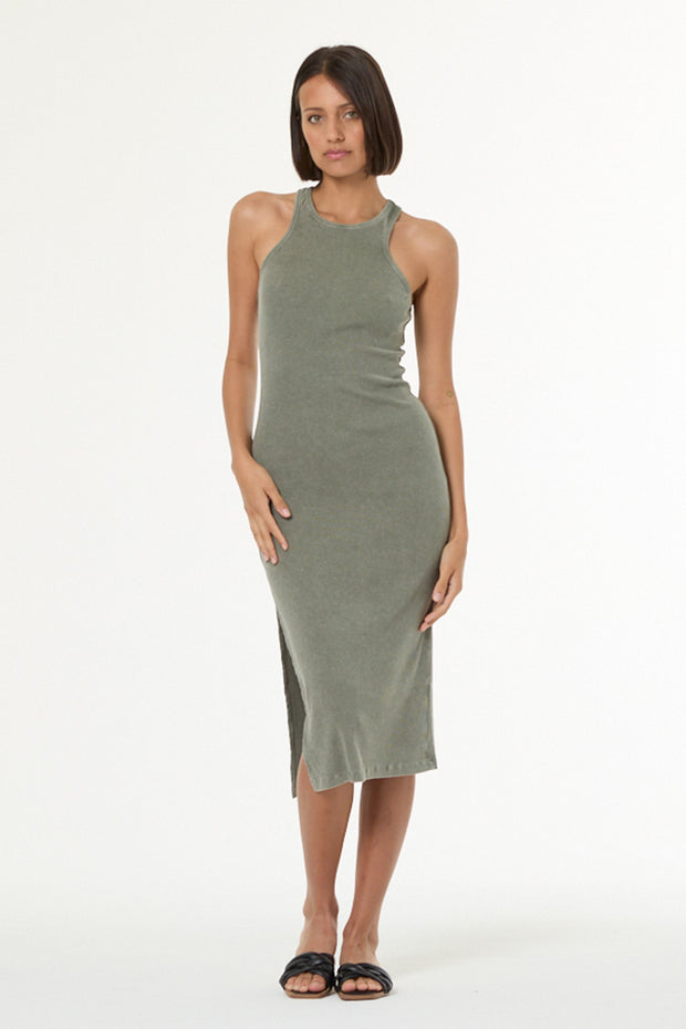 Iggy Rib Midi Dress // Seagrass Mineral Wash