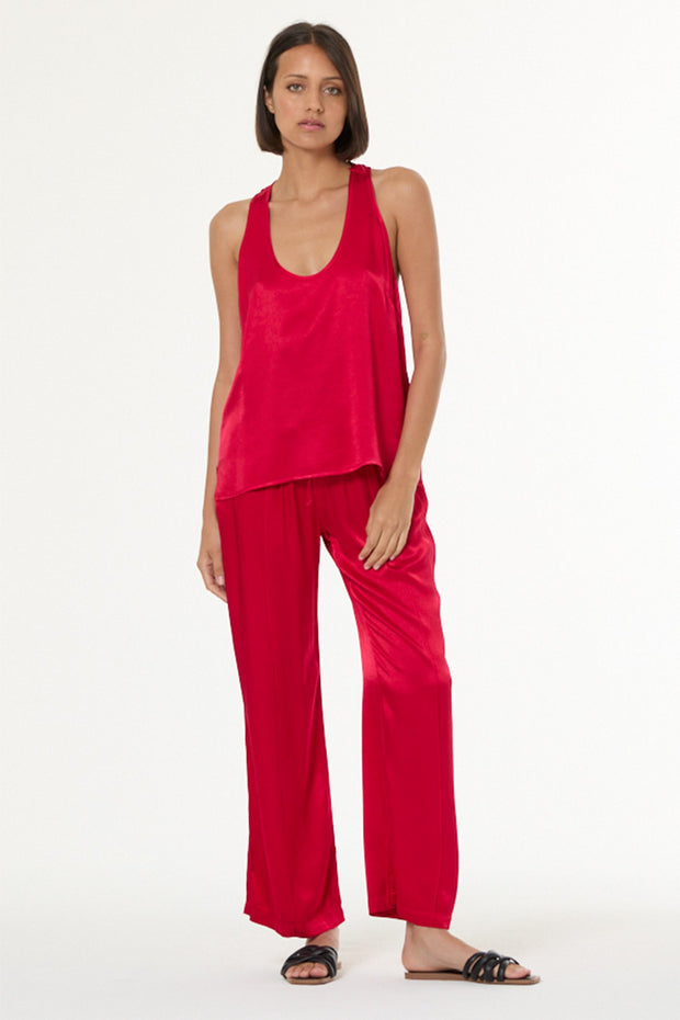 Sage Tank in Heavy Satin // Red Fuchsia