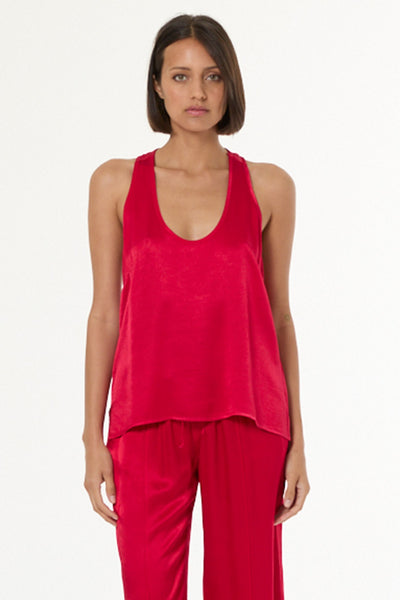 Sage Tank in Heavy Satin // Red Fuchsia