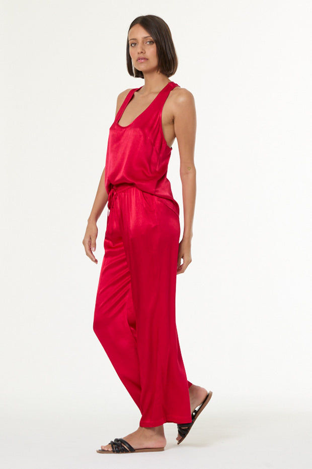 Sage Tank in Heavy Satin // Red Fuchsia