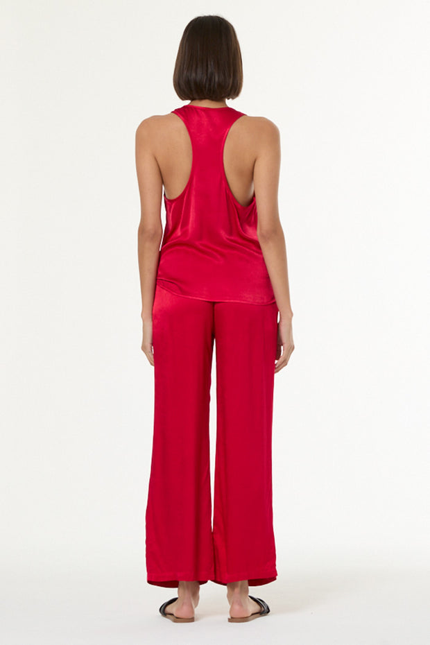 Sage Tank in Heavy Satin // Red Fuchsia