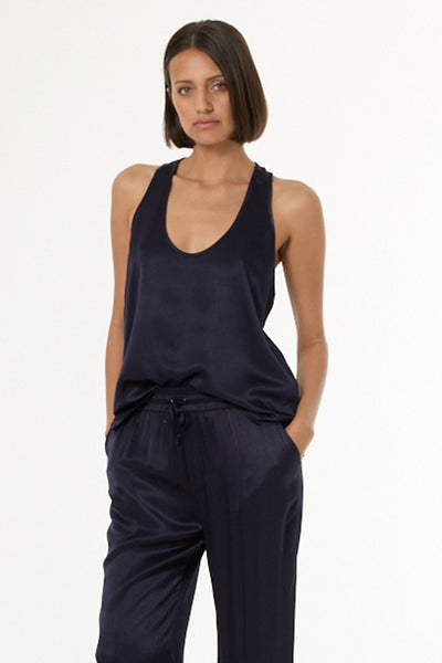 Sage Tank in Heavy Satin // French Navy