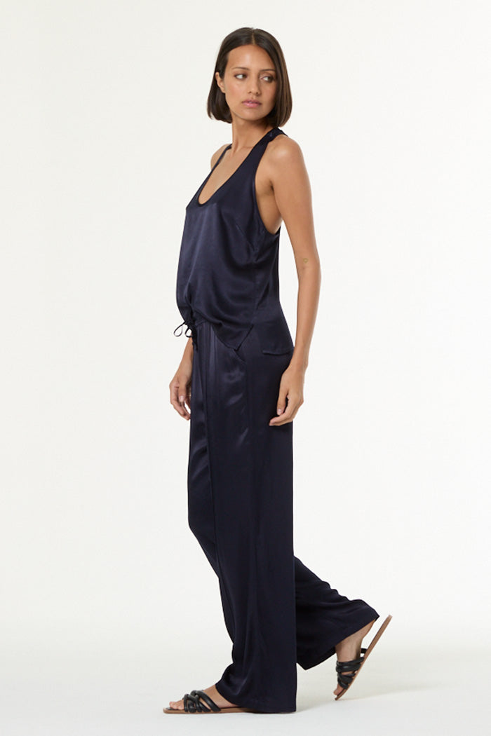 Sage Tank in Heavy Satin // French Navy