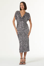 Rumia Midi Dress // Silver 2-Tone Sequins