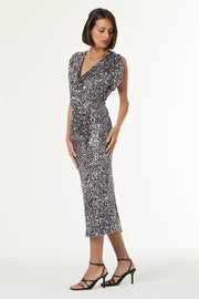 Rumia Midi Dress // Silver 2-Tone Sequins