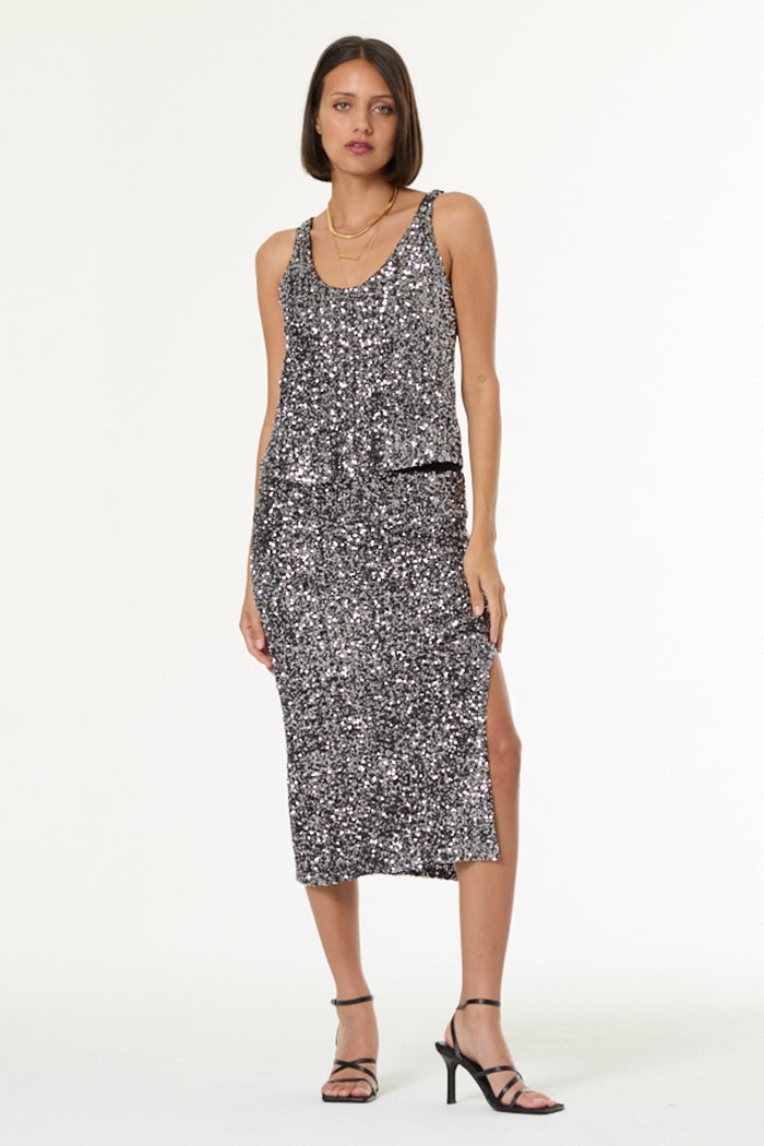 Twyla Sequin Tank // Silver 2-Tone Sequins