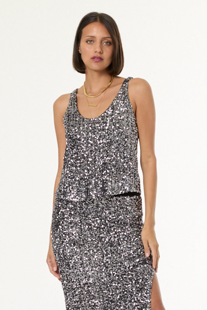 Twyla Sequin Tank // Silver 2-Tone Sequins