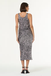 Tyla Midi Skirt // Silver 2-Tone Sequins