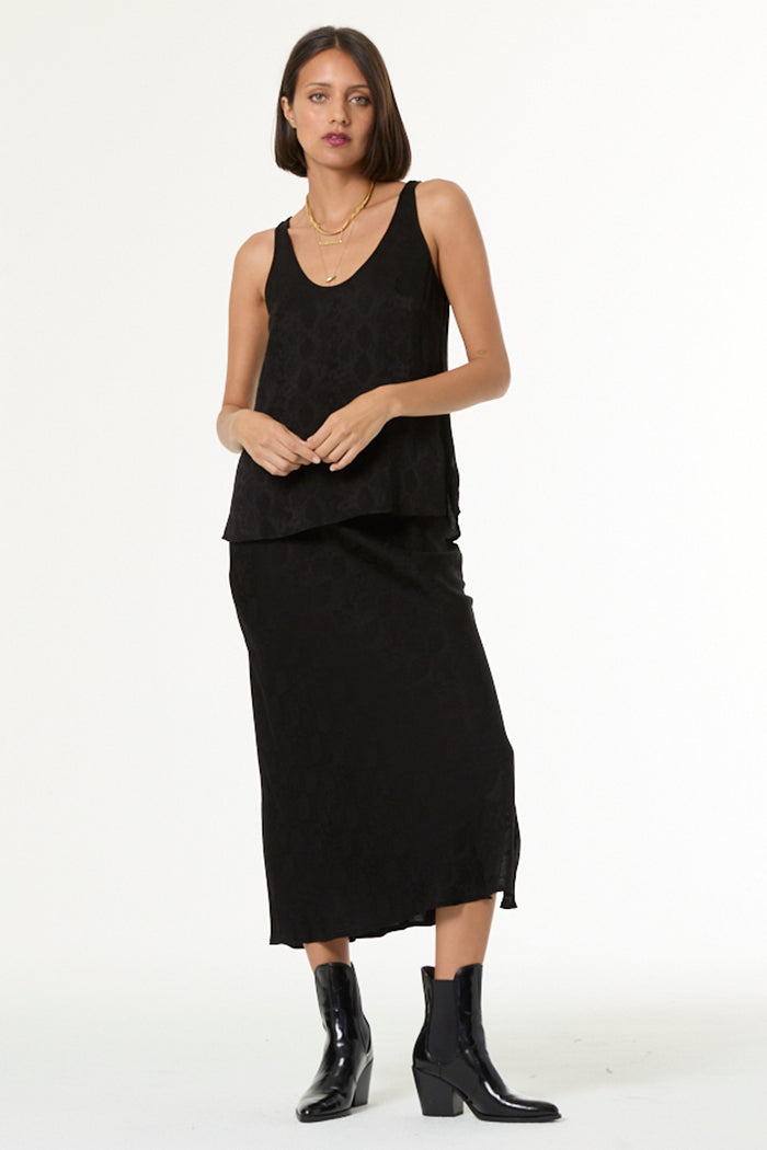 Felicity Snake Jacquard Skirt // Black