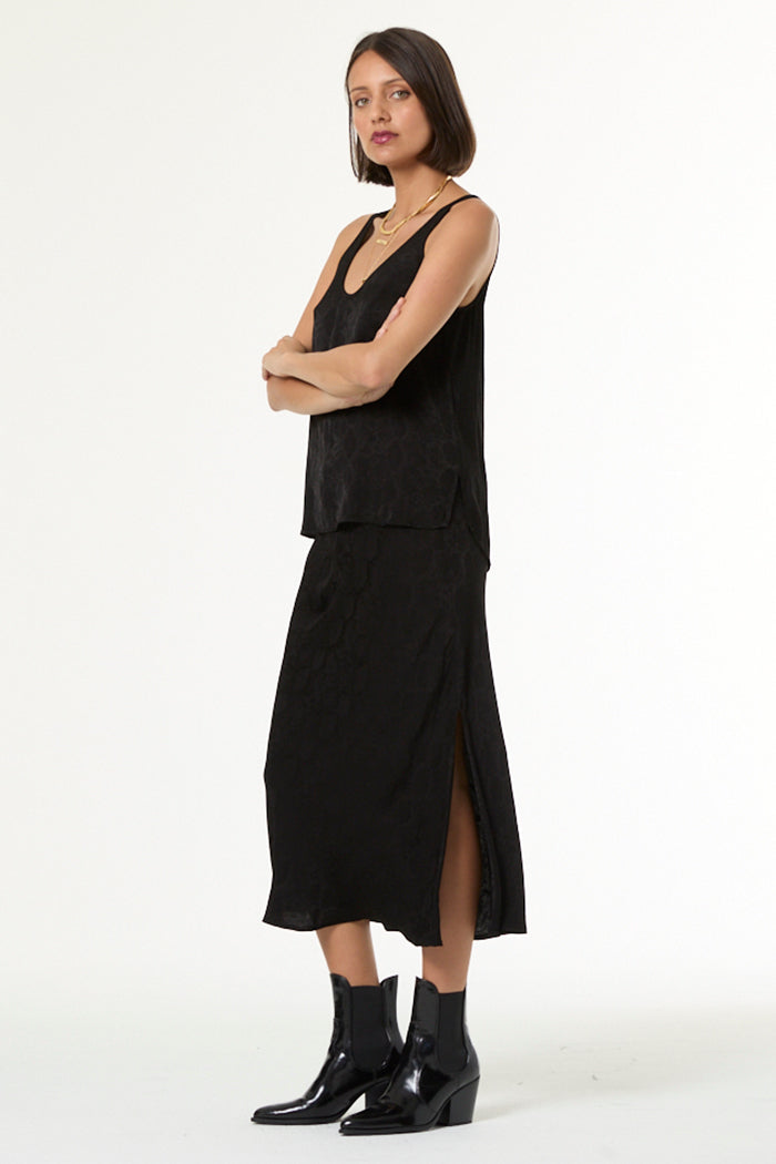 Felicity Snake Jacquard Skirt // Black