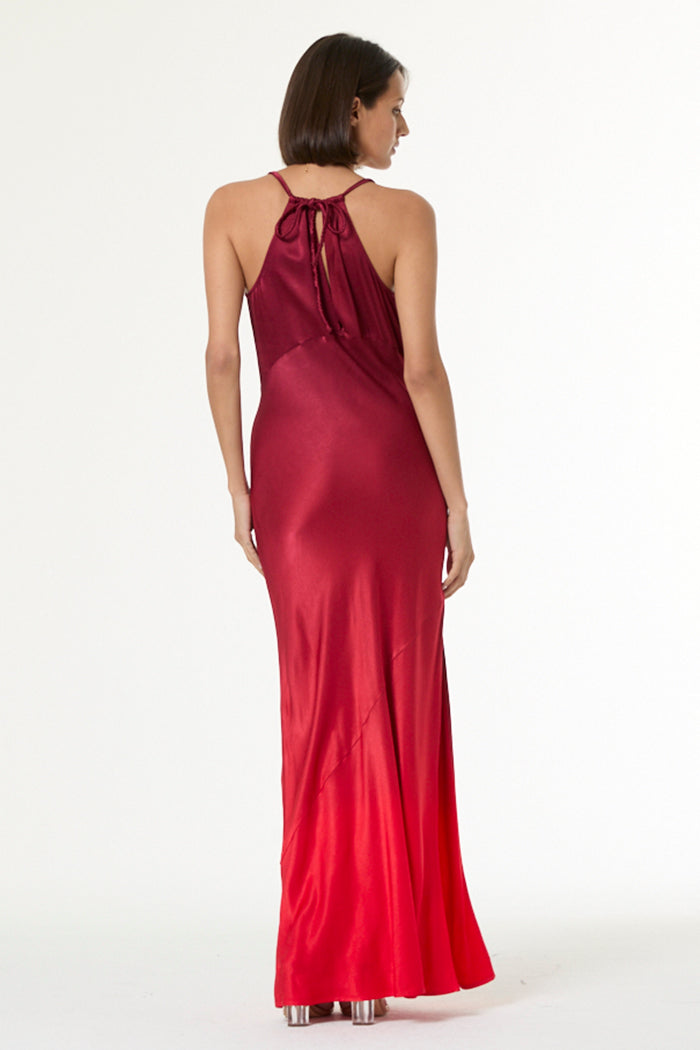 dark red silk dress Women's Monica Slip Dress in Dark Ruby Ombre by YFB