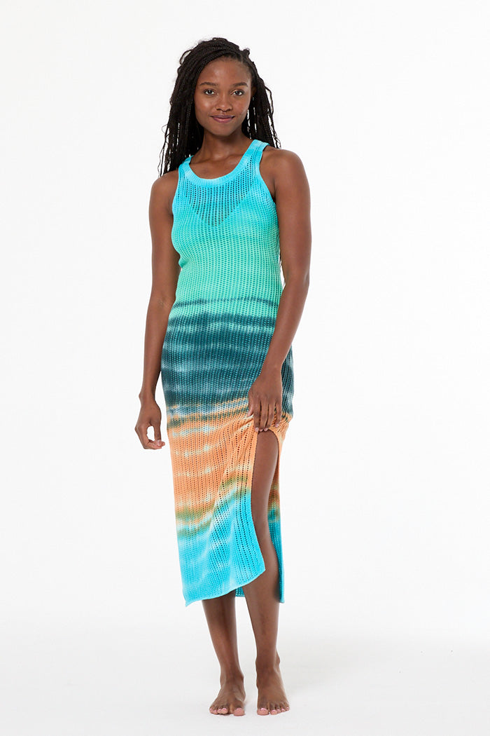 Women's Malea Crochet Tank Dress in Jelly Mint Watercolor Wash by YFB Women's Malea Crochet Tank Dress in Jelly Mint Watercolor Wash by YFB