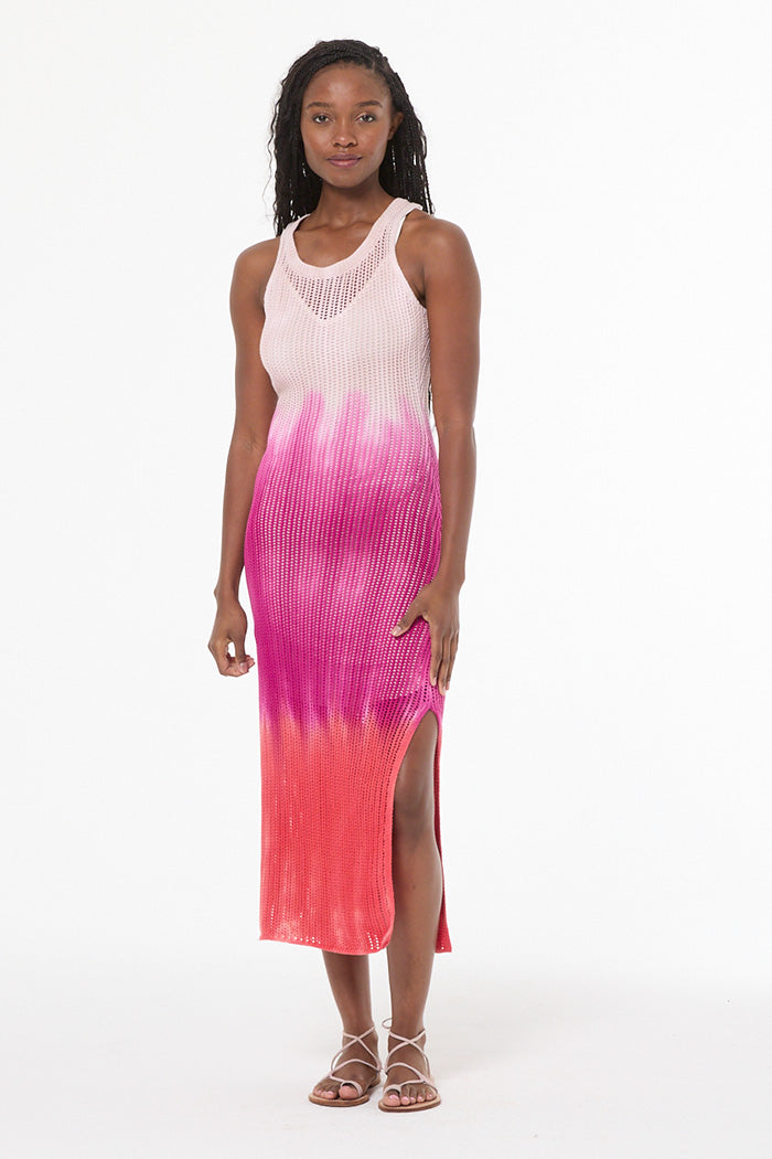Women's Malea Crochet Tank Dress in Electric Fuchsia Brushed Ombre by YFB Women's Malea Crochet Tank Dress in Electric Fuchsia Brushed Ombre by YFB