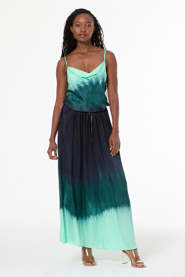 Edola Maxi Skirt // Teal Brushed Ombre