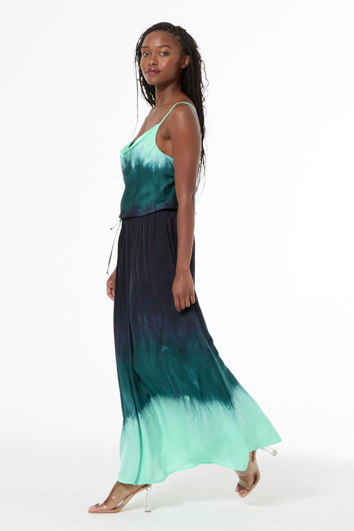 Women's Edola Maxi Skirt in Teal Brushed Ombre by Yfb