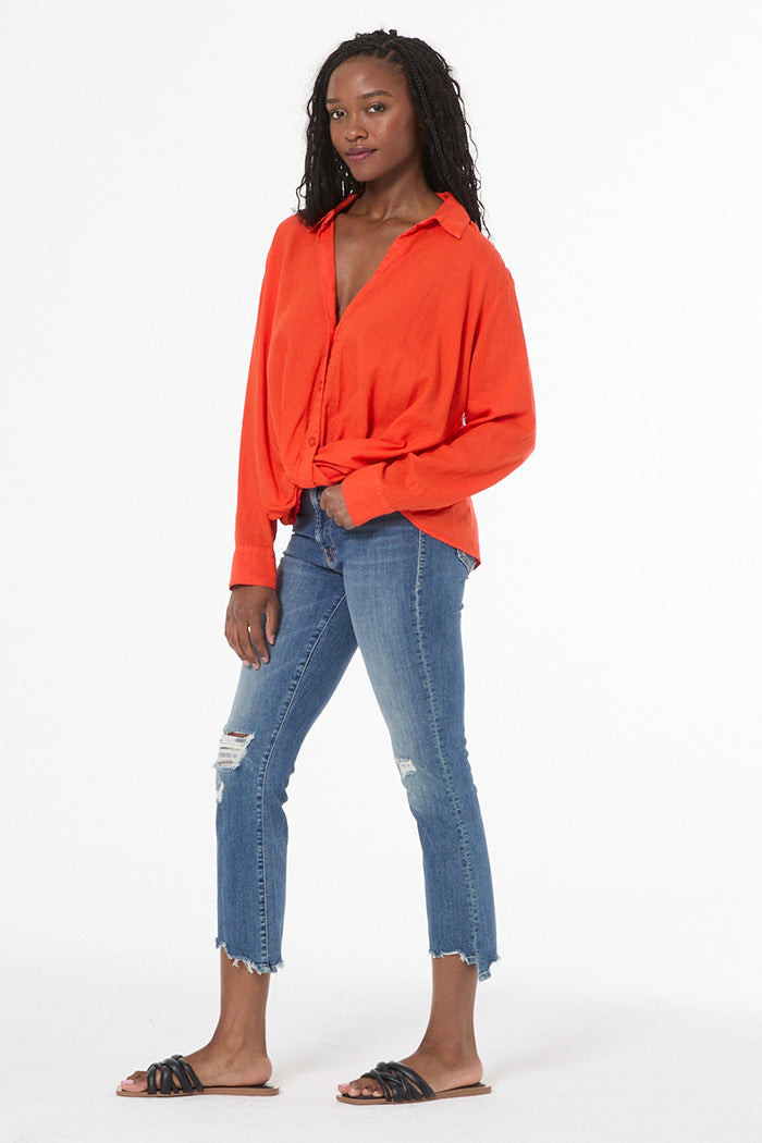 Traveler Linen Top // Lava Pigment