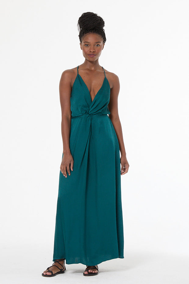 Shayna Hammered Satin Dress // Transformative Teal
