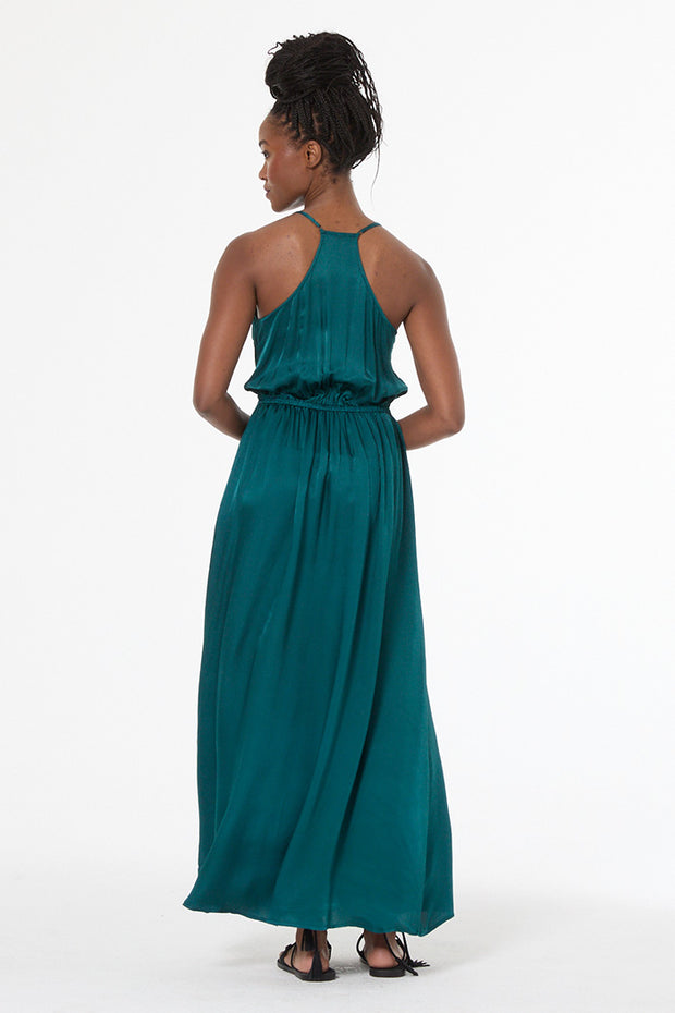 Shayna Hammered Satin Dress // Transformative Teal