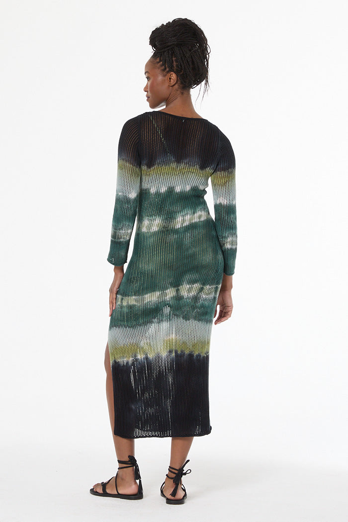 tie dye crochet dress Textured Crochet Tie Dye Color Mesh Vacation Bohemian Cover Up Sleeveless Mini Dress